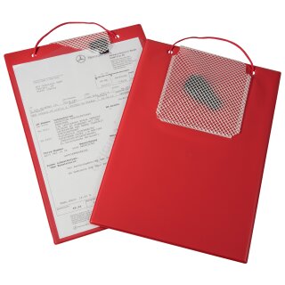 Auftragstasche "Plus" mit Schlüsselfach aus gewebeverstärkter Folie und fest verschweißtem Klettverschluss, Größe DIN A4, Rot