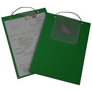 Auftragstasche "Plus" mit Schlüsselfach aus gewebeverstärkter Folie und fest verschweißtem Klettverschluss, Größe DIN A4, Grün