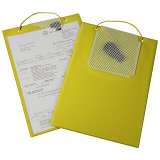 Auftragstasche "Plus" mit Schlüsselfach aus gewebeverstärkter Folie und fest verschweißtem Klettverschluss, Größe DIN A4, Gelb