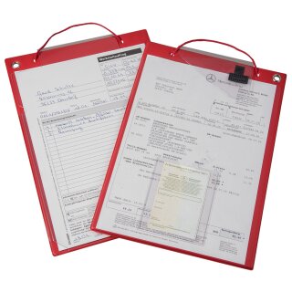 Auftragstasche "Premium", DIN A4 mit Klarsichttasche für Kfz-Schein, Rot
