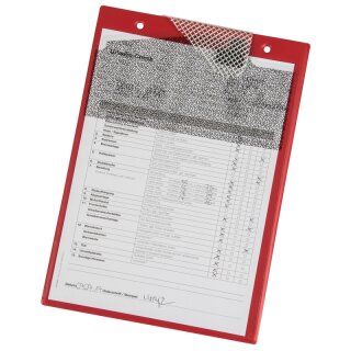 Auftragstasche "Secure", DIN A4 mit Schlüsselfach und Pixelung aus hochfester Klarsichtfolie mit Einreißschutz, Rot