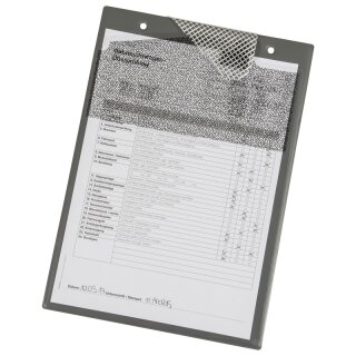 Auftragstasche "Secure", DIN A4 mit Schlüsselfach und Pixelung aus hochfester Klarsichtfolie mit Einreißschutz, Grau