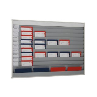 Planungstafel mit verstärktem Kunststoffprofil, Grau für Format DIN A4, Schienen 10 (1.580 x 1.282 mm) unbeschriftet
