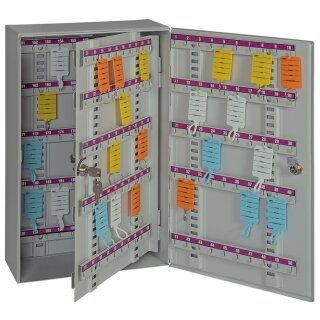 Sicherheits-Schlüsselschrank mit 1 Tür, Farbe Grau, Maße (HxBxT) 520 x 300 x 130 mm für bis zu 200 Schlüssel