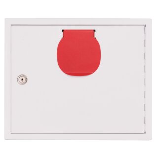 Schlüsselannahmebox aus 1,5 mm starkem Stahlblech, Weiß, Maße (H x B x T) 280 x 345 x 93 mm