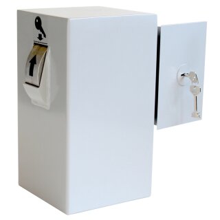 Schlüsselannahmebox zur Wandmontage inkl. 2 Doppelbartschlüssel, Rollwalze seitlich, Einwurf links, Hellgrau, Maße (H x B x T) 395 x 215 x 175 mm