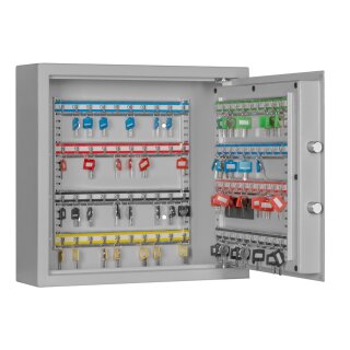 Schlüsseltresor mit serienmäßigem Elektronikschloss inkl. Notöffnungsschloss, 1-seitige Türverriegelung, Farbe Grau, Maße (HxBxT) 430 x 460 x 130 mm für bis zu 80 Schlüssel