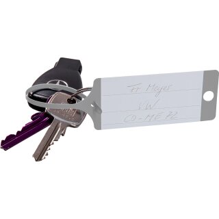 Schlüsselanhänger "Fix" ohne Beschriftung in praktischer Spenderbox, 210 x 35 mm, Hellgrau