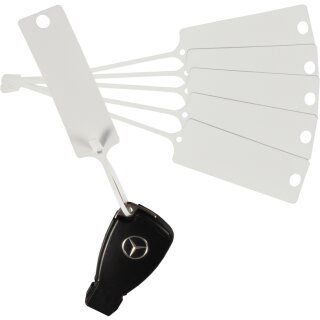 Schlüsselanhänger "Fix-Mini" neutral zur einfachen Beschriftung mit einem Permanent-Marker, Weiß, 190 x 25 mm