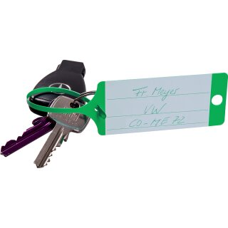 Schlüsselanhänger "Fix" ohne Beschriftung in praktischer Spenderbox, 210 x 35 mm, Grün