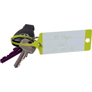 Schlüsselanhänger "Fix" ohne Beschriftung in praktischer Spenderbox, 210 x 35 mm, Gelb