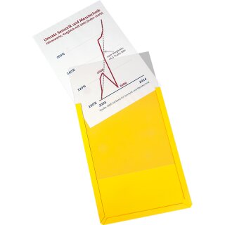 Magnet-Sichttasche aus Hart-PVC mit Magnetstreifen auf der Rückseite, DIN A4 hoch, Maße 217 x 305 x 3 mm, Gelb