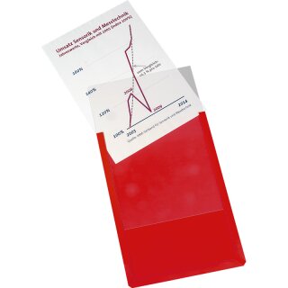 Magnet-Sichttasche aus Hart-PVC mit Magnetstreifen auf der Rückseite, DIN A4 hoch, Maße 217 x 305 x 3 mm, Rot
