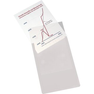 Magnet-Sichttasche aus Hart-PVC mit Magnetstreifen auf der Rückseite, DIN A4 hoch, Maße 217 x 305 x 3 mm, Grau