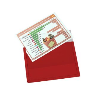 Magnet-Sichttasche, DIN A4, aus Hart-PVC, mit Magnetstreifen auf der Rückseite, Ausrichtung quer, Maße 305 x 217 x 3 mm, Rot, Verpackungseinheit: 1 P/10