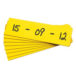 Magnet-Lagerschild zur Beschriftung mit Permanent-Markern, Gelb, Größe 30 x 100 mm