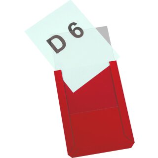 Magnet-Sichttasche aus Hart-PVC mit Magnetstreifen auf der Rückseite, DIN A6 hoch, Rot