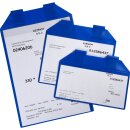 PVC Dokumentenhülle mit magnetischen Schlaufen ohne Regenschutzklappe, Blau, Format DIN A5, Maße 155 x 220 mm