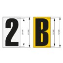 Magnetische Buchstaben zur Kennzeichnung von Metalloberflächen, Farbe schwarz auf gelb
