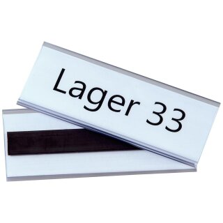 Magnetischer Etikettenhalter, aus PVC, als Preisschienen und Scannerleisten einsetzbar, Maße Halterung 39 x 100 mm, Maße Einleger 35 x 100 mm, Verpackungseinheit: 1 P/100