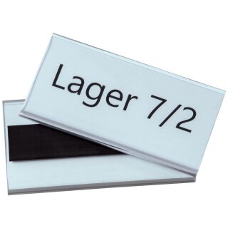 Magnetischer Etikettenhalter, aus PVC, als Preisschienen und Scannerleisten einsetzbar, Maße Halterung 55 x 100 mm, Maße Einleger 50 x 100 mm, Verpackungseinheit: 1 P/100