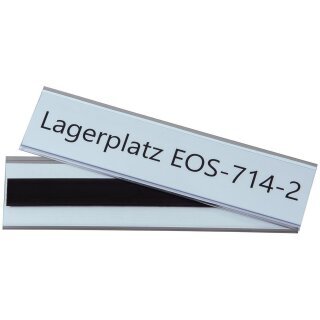 Magnetischer Etikettenhalter, aus PVC, als Preisschienen und Scannerleisten einsetzbar, Maße Halterung 55 x 200 mm, Maße Einleger 50 x 200 mm, Verpackungseinheit: 1 P/50