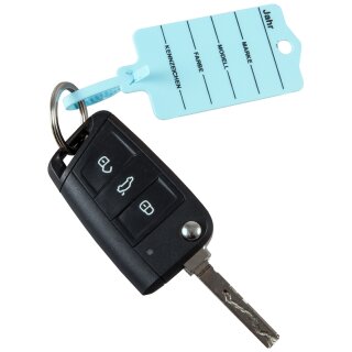 Schlüsselanhänger "Profi 2" mit Rasterverschluss aus Hartkunststoff, beschriftet, Farbe Blau