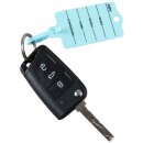 Schlüsselanhänger "Profi 2" mit Rasterverschluss aus Hartkunststoff, beschriftet, Farbe Blau