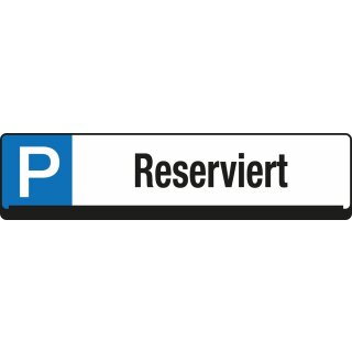 Parkplatz Reservierungsschild inkl.Universalhalterung aus PP, Maße Schild: 520 x 110 mm, Weiß, Text "Reserviert"