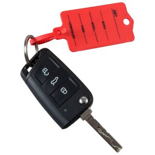 Schlüsselanhänger "Profi 2" mit Rasterverschluss aus Hartkunststoff, beschriftet, Farbe Rot
