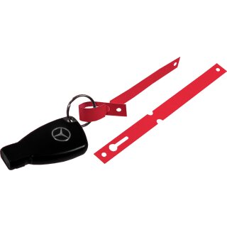 Schlaufenanhänger "Dura" aus Tyvek zur Markierung von Schlüsseln oder Ersatzteilen, Maße: 160 x 12,7 mm, Rot