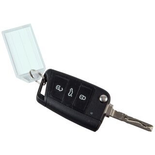 Schlüsselanhänger "Multi" mit Schlüsselring zur Beschriftung der Kundenschlüssel, mehrfach verwendbar, inkl. Etikett, 55 x 30 mm, Transparent