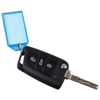 Schlüsselanhänger "Multi" mit Schlüsselring zur Beschriftung der Kundenschlüssel, mehrfach verwendbar, inkl. Etikett, 55 x 30 mm, Blau