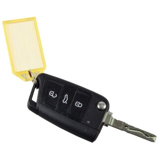 Schlüsselanhänger "Multi" mit Schlüsselring zur Beschriftung der Kundenschlüssel, mehrfach verwendbar, inkl. Etikett, 55 x 30 mm, Gelb