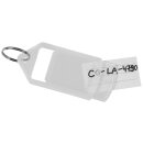 Schlüsselanhänger "Slide" mit einfachem Schiebemechanismus zur Beschriftung der Kundenschlüssel  inkl. Etikett, 55 x 30 mm, Transparent