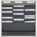 Karten-Board für DIN A4 hoch Belege, Sichtrand 40 mm, Fülltiefe 6 mm zur Wandmontage, Grau, Spalten 3, Fächer 10, Maße (HxBxT) 750 x 720 x 75 mm