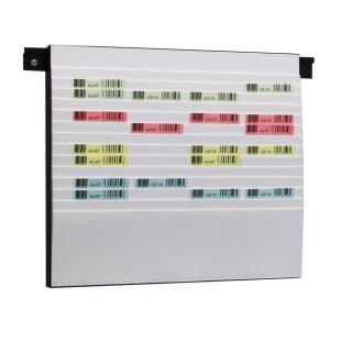 Beleg-Planungstafel für DIN A6 hoch und A5 quer Belege, Weiß, B x H 500 x 440 mm, Sichtrand 20 mm, Einstecktiefe 128 mm, Fächer 14