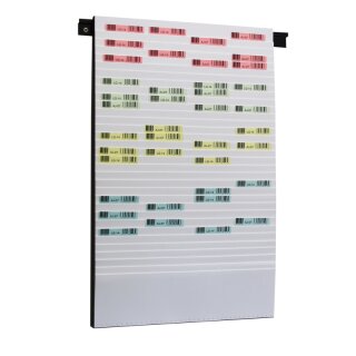 Beleg-Planungstafel für DIN A6 hoch und A5 quer Belege, Weiß, B x H 500 x 795 mm, Sichtrand 20 mm, Einstecktiefe 128 mm, Fächer 32