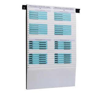 Beleg-Planungstafel für DIN A5 hoch und A4 quer Belege, Weiß, B x H 500 x 795 mm, Sichtrand 20 mm, Einstecktiefe 190 mm, Fächer 29