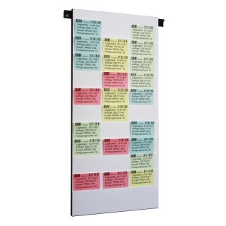 Beleg-Planungstafel für DIN A5 hoch und A4 quer Belege, Weiß, B x H 500 x 1.085 mm, Sichtrand 90 mm, Einstecktiefe 120 mm, Fächer 10