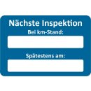 Kundendienst-Aufkleber, 60 x 40 mm, Blau, Text: "Nächste Inspektion bei"
