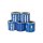 Kundendienst-Aufkleber, 60 x 40 mm, Blau, Text: "Batteriewechsel ausgeführt bei"