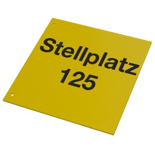 Regalschild Standard quer, gelb mit schwarzem individuellem Aufdruck, Format (BxH) 150/180 x 105 mm