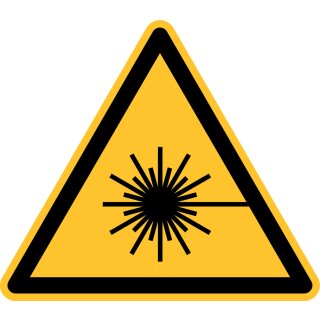 Warnschild "Warnung vor Laserstrahl" für Innen- und Außenbereiche, Gelb, Material Aluminium geprägt, Seitenlänge 31,5 cm