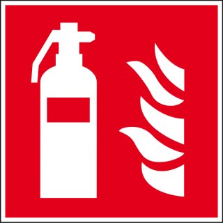 Brandschutzschild "Feuerlöscher" für Innen- und Außenbereiche, Rot, Material PVC-Folie selbstklebend, langnachleuchtend, Maße 30 x 30 cm