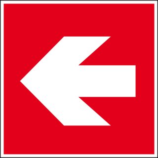 Brandschutzschild "Richtungsangabe links/rechts" für Innen- und Außenbereiche, Rot, Material PVC-Folie selbstklebend, langnachleuchtend, Maße 15 x 15 cm