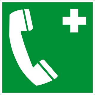 Rettungsschild "Notruftelefon" für Innen- und Außenbereiche, Material PVC-Folie, Grün, 15 x 15 cm