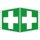 Rettungs-Winkelschild "Erste Hilfe" für Innen- und Außenbereiche aus Aluminium, Grün, Maße 20 x 20 cm