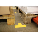 Stellplatzmarker "X-Stück" zur Bodenmarkierung im Innenbereich, Material 0,7 mm Polycarbonat, Gelb-Schwarz