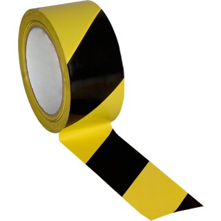 Extra stabiles Bodenmarkierungsband für Innenbereiche aus 0,5mm starkem PVC, befahrbar, Gelb-Schwarz
